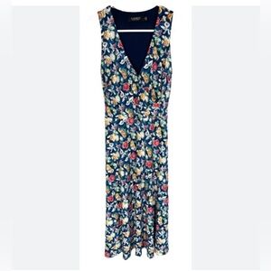 Lauren Ralph Lauren Floral Sleeveless Midi Fit & Flare Stretch Dress Size 4